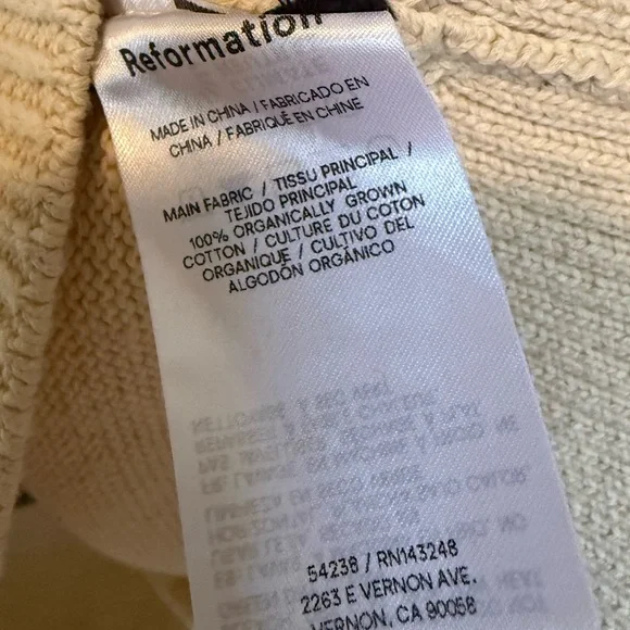 Reformation Sienna Oversized Cream Black Striped V Neck Sweater Size Medium - Picture 6 of 6